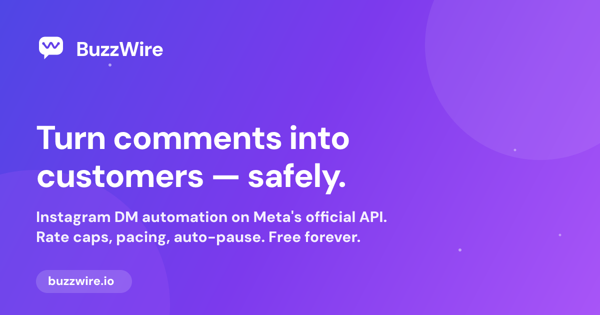 BuzzWire — Free Instagram DM Automation preview